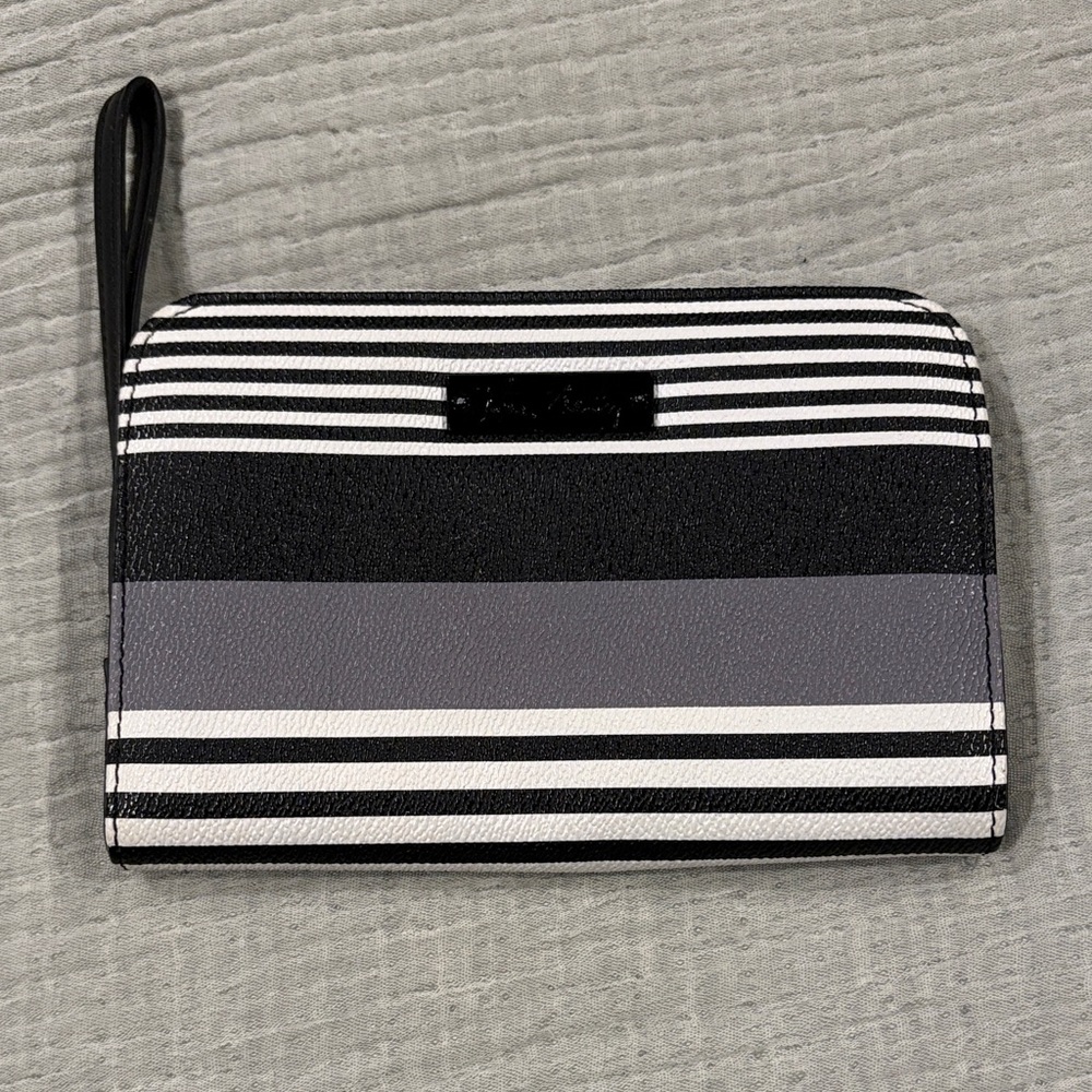 Vera Bradley Midnight Stripe Zip Around Wristlet Wallet EUC